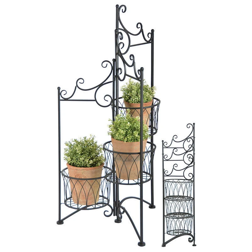 Pflanzenständer Für 3 Töpfe, Aus Eisen, Faltbar 2 Pflanzenständer Für 3 Töpfe, Aus Eisen, Faltbar
