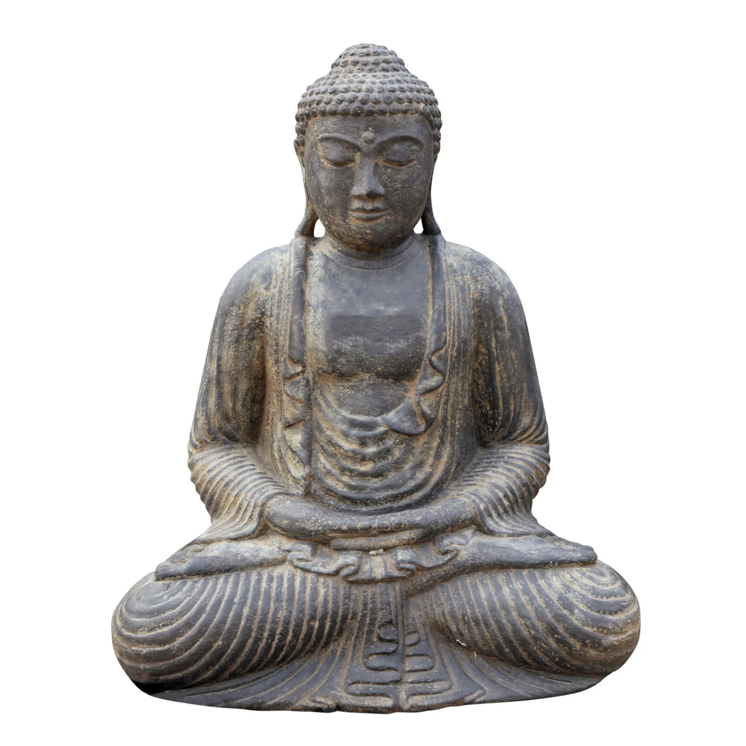 Buddha Sitzend, Grau, Steinguss, 40 X 36 X 25 Cm 3 Buddha Sitzend, Grau, Steinguss, 40 X 36 X 25 Cm