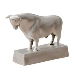 Börsenbulle Klein Mit Sockel, Silber, Bronze, H 16 X 15 X 7 Cm