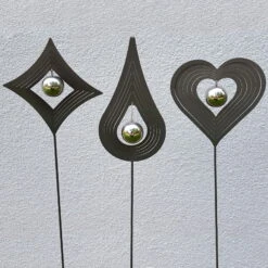 Beetstecker Tropfen Aus Stahl Mit 1 Edelstahl-Kugel, Dunkelgrau Lackiert, Maße 80 X 12 X 4,2 Cm -Lechij Verkaufe 0980404062 4064 Beetstecker Love 3er Set 1 62051