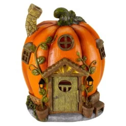 Solar-Häuschen „Kürbishaus“ In Orange-Schwarz Aus Polyresin, Maße H 25,5 Cm -Lechij Verkaufe 2950100393 Solar Kuerbishaus H25 5cm 61344