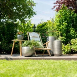 Pflanzgefäß 'Rowen', Silber, Ø 41 X H 72 Cm -Lechij Verkaufe 3210801614 3210801615 3210801617 3210801618 3210801635 3210801636 3210801637 3210801638 Pflanzgefaess Rowen silber 2 114961